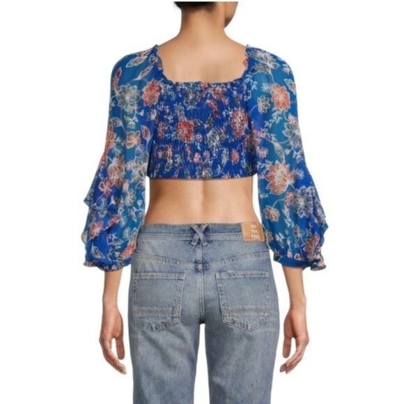 NWT Misa Los Angeles Ancora Floral Tie Crop Top Cotton - Picture 3 of 10